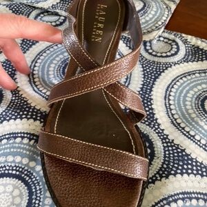 Ralph Lauren Women's Brown Leather Strappy Sandals Size 7.5